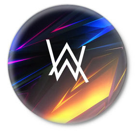 Значок с принтом ALAN WALKER STRIPES в городе Новоалтайск,  металл | круглая форма, металлическая застежка в виде булавки | Тематика изображения на принте: alan walker | aw | electro | electro music | music | алан уокер | музыка | музыкант | электро | электронная музыка