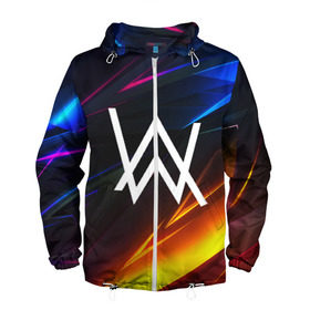 Мужская ветровка 3D с принтом ALAN WALKER STRIPES в городе Новоалтайск, 100% полиэстер | подол и капюшон оформлены резинкой с фиксаторами, два кармана без застежек по бокам, один потайной карман на груди | Тематика изображения на принте: alan walker | aw | electro | electro music | music | алан уокер | музыка | музыкант | электро | электронная музыка
