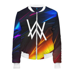 Женский бомбер 3D с принтом ALAN WALKER STRIPES в городе Новоалтайск, 100% полиэстер | застегивается на молнию, по бокам два кармана без застежек, мягкие манжеты, по низу бомбера и на воротнике — эластичная резинка | alan walker | aw | electro | electro music | music | алан уокер | музыка | музыкант | электро | электронная музыка