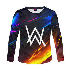 Женский лонгслив 3D с принтом ALAN WALKER STRIPES в городе Новоалтайск, 100% полиэстер | длинные рукава, круглый вырез горловины, полуприлегающий силуэт | Тематика изображения на принте: alan walker | aw | electro | electro music | music | алан уокер | музыка | музыкант | электро | электронная музыка