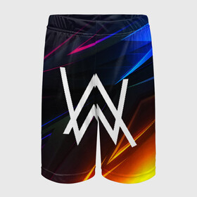 Детские спортивные шорты 3D с принтом ALAN WALKER STRIPES в городе Новоалтайск,  100% полиэстер
 | пояс оформлен широкой мягкой резинкой, ткань тянется
 | Тематика изображения на принте: alan walker | aw | electro | electro music | music | алан уокер | музыка | музыкант | электро | электронная музыка