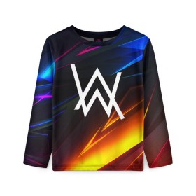 Детский лонгслив 3D с принтом ALAN WALKER STRIPES в городе Новоалтайск, 100% полиэстер | длинные рукава, круглый вырез горловины, полуприлегающий силуэт
 | alan walker | aw | electro | electro music | music | алан уокер | музыка | музыкант | электро | электронная музыка