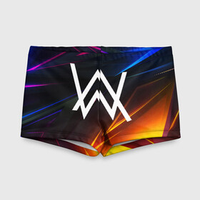 Детские купальные плавки 3D с принтом ALAN WALKER STRIPES в городе Новоалтайск, Полиэстер 85%, Спандекс 15% | Слитный крой, подклад по переду изделия, узкие бретели | Тематика изображения на принте: alan walker | aw | electro | electro music | music | алан уокер | музыка | музыкант | электро | электронная музыка