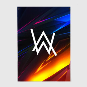 Постер с принтом ALAN WALKER STRIPES в городе Новоалтайск, 100% бумага
 | бумага, плотность 150 мг. Матовая, но за счет высокого коэффициента гладкости имеет небольшой блеск и дает на свету блики, но в отличии от глянцевой бумаги не покрыта лаком | alan walker | aw | electro | electro music | music | алан уокер | музыка | музыкант | электро | электронная музыка