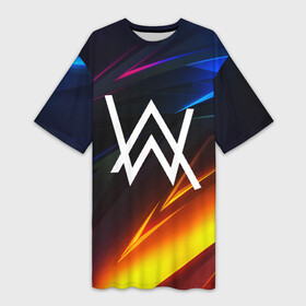 Платье-футболка 3D с принтом ALAN WALKER STRIPES в городе Новоалтайск,  |  | Тематика изображения на принте: alan walker | aw | electro | electro music | music | алан уокер | музыка | музыкант | электро | электронная музыка