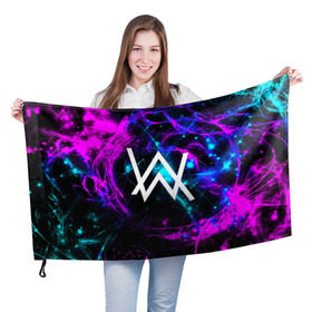 Флаг 3D с принтом ALAN WALKER в городе Новоалтайск, 100% полиэстер | плотность ткани — 95 г/м2, размер — 67 х 109 см. Принт наносится с одной стороны | alan walker | aw | electro | electro music | music | алан уокер | музыка | музыкант | электро | электронная музыка