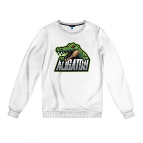 Женский свитшот хлопок с принтом Alligator / Аллигатор в городе Новоалтайск, 100% хлопок | прямой крой, круглый вырез, на манжетах и по низу широкая трикотажная резинка  | design | logo | mascot | герои | дикий | звери | киберспорт | крокодил | спортивная | стиль | талисман | фитнес | форма | футбол | яркие