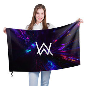 Флаг 3D с принтом ALAN WALKER NEON в городе Новоалтайск, 100% полиэстер | плотность ткани — 95 г/м2, размер — 67 х 109 см. Принт наносится с одной стороны | alan walker | aw | electro | electro music | music | алан уокер | музыка | музыкант | электро | электронная музыка