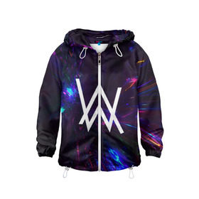Детская ветровка 3D с принтом ALAN WALKER NEON в городе Новоалтайск, 100% полиэстер | подол и капюшон оформлены резинкой с фиксаторами, по бокам два кармана без застежек, один потайной карман на груди | alan walker | aw | electro | electro music | music | алан уокер | музыка | музыкант | электро | электронная музыка