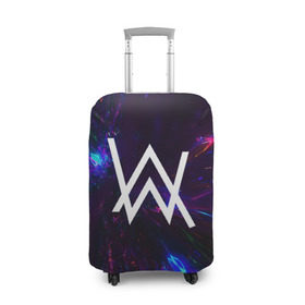 Чехол для чемодана 3D с принтом ALAN WALKER NEON в городе Новоалтайск, 86% полиэфир, 14% спандекс | двустороннее нанесение принта, прорези для ручек и колес | alan walker | aw | electro | electro music | music | алан уокер | музыка | музыкант | электро | электронная музыка