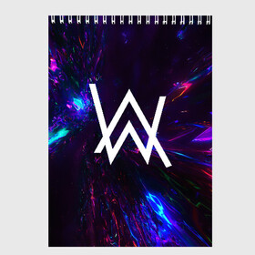 Скетчбук с принтом ALAN WALKER NEON в городе Новоалтайск, 100% бумага
 | 48 листов, плотность листов — 100 г/м2, плотность картонной обложки — 250 г/м2. Листы скреплены сверху удобной пружинной спиралью | alan walker | aw | electro | electro music | music | алан уокер | музыка | музыкант | электро | электронная музыка