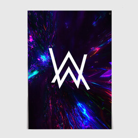 Постер с принтом ALAN WALKER NEON в городе Новоалтайск, 100% бумага
 | бумага, плотность 150 мг. Матовая, но за счет высокого коэффициента гладкости имеет небольшой блеск и дает на свету блики, но в отличии от глянцевой бумаги не покрыта лаком | alan walker | aw | electro | electro music | music | алан уокер | музыка | музыкант | электро | электронная музыка