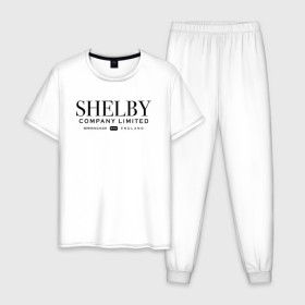 Мужская пижама хлопок с принтом Shelby company limited в городе Новоалтайск, 100% хлопок | брюки и футболка прямого кроя, без карманов, на брюках мягкая резинка на поясе и по низу штанин
 | gin | peaky blinders | shelby | the garrison | альфи соломонс | артур | банда | братья | гаррисон | грейс берджесс | джин | джон | криминал | мафия | острые козырьки | сериал | томас | финн | шелби