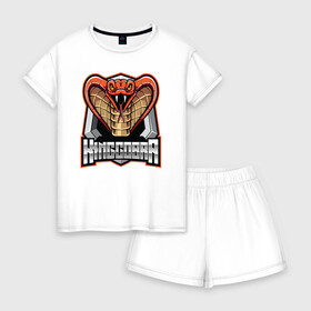 Женская пижама с шортиками хлопок King Cobra Королевские кобры: в городе Новоалтайск, 100% хлопок | футболка прямого кроя, шорты свободные с широкой мягкой резинкой | design | logo | mascot | герои | дикий | звери | змея | зубы | киберспорт | спортивная | стиль | талисман | фитнес | форма | футбол | яркие