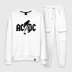 Женский костюм хлопок с принтом AC/DC в городе Новоалтайск, 100% хлопок | на свитшоте круглая горловина, мягкая резинка по низу. Брюки заужены к низу, на них два вида карманов: два 