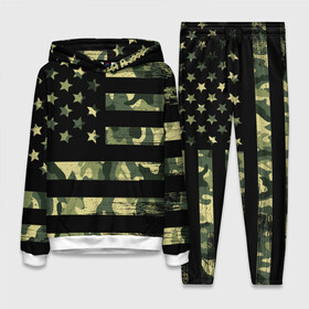 Женский костюм 3D (с толстовкой) с принтом American Flag Camo в городе Новоалтайск,  |  | eagle | states | united | usa | армейские | армия | камуфляж | орел | служба | снайпер | соединенных | солдат | сша | форма | штатов