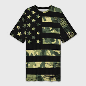 Платье-футболка 3D с принтом American Flag Camo в городе Новоалтайск,  |  | eagle | states | united | usa | армейские | армия | камуфляж | орел | служба | снайпер | соединенных | солдат | сша | форма | штатов