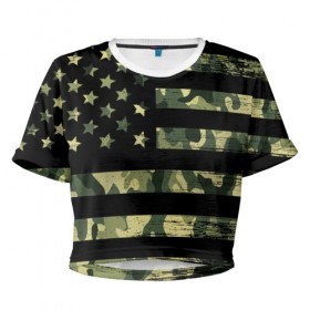 Женская футболка Cropp-top с принтом American Flag Camo в городе Новоалтайск, 100% полиэстер | круглая горловина, длина футболки до линии талии, рукава с отворотами | eagle | states | united | usa | армейские | армия | камуфляж | орел | служба | снайпер | соединенных | солдат | сша | форма | штатов