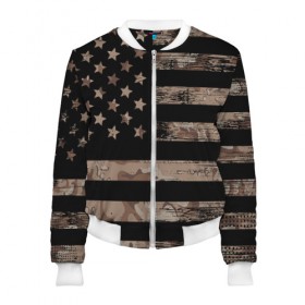 Женский бомбер 3D с принтом American Flag Camo в городе Новоалтайск, 100% полиэстер | застегивается на молнию, по бокам два кармана без застежек, мягкие манжеты, по низу бомбера и на воротнике — эластичная резинка | eagle | states | united | usa | армейские | армия | камуфляж | орел | служба | снайпер | соединенных | солдат | сша | форма | штатов