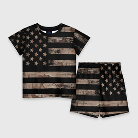 Детский костюм с шортами 3D с принтом American Flag Camo в городе Новоалтайск,  |  | eagle | states | united | usa | армейские | армия | камуфляж | орел | служба | снайпер | соединенных | солдат | сша | форма | штатов