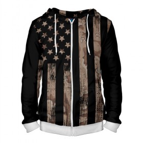 Мужская толстовка 3D на молнии с принтом American Flag Camo в городе Новоалтайск, 100% полиэстер | длина до линии бедра, манжеты и пояс оформлены мягкой тканевой резинкой, двухслойный капюшон со шнурком для регулировки, спереди молния, по бокам два кармана | eagle | states | united | usa | армейские | армия | камуфляж | орел | служба | снайпер | соединенных | солдат | сша | форма | штатов