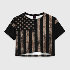 Женская футболка Crop-top 3D с принтом American Flag Camo в городе Новоалтайск, 100% полиэстер | круглая горловина, длина футболки до линии талии, рукава с отворотами | eagle | states | united | usa | армейские | армия | камуфляж | орел | служба | снайпер | соединенных | солдат | сша | форма | штатов