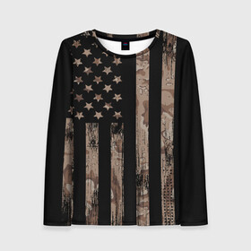Женский лонгслив 3D с принтом American Flag Camo в городе Новоалтайск, 100% полиэстер | длинные рукава, круглый вырез горловины, полуприлегающий силуэт | eagle | states | united | usa | армейские | армия | камуфляж | орел | служба | снайпер | соединенных | солдат | сша | форма | штатов
