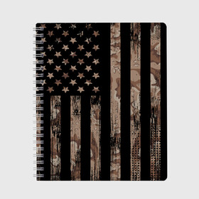 Тетрадь с принтом American Flag Camo в городе Новоалтайск, 100% бумага | 48 листов, плотность листов — 60 г/м2, плотность картонной обложки — 250 г/м2. Листы скреплены сбоку удобной пружинной спиралью. Уголки страниц и обложки скругленные. Цвет линий — светло-серый
 | eagle | states | united | usa | армейские | армия | камуфляж | орел | служба | снайпер | соединенных | солдат | сша | форма | штатов