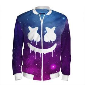Мужской бомбер 3D с принтом MARSHMELLO MELT SPACE в городе Новоалтайск, 100% полиэстер | застегивается на молнию, по бокам два кармана без застежек, по низу бомбера и на воротнике - эластичная резинка | america | dj | marshmello | usa | америка | маршмелло