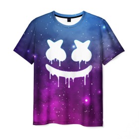 Мужская футболка 3D с принтом MARSHMELLO MELT SPACE в городе Новоалтайск, 100% полиэфир | прямой крой, круглый вырез горловины, длина до линии бедер | america | dj | marshmello | usa | америка | маршмелло