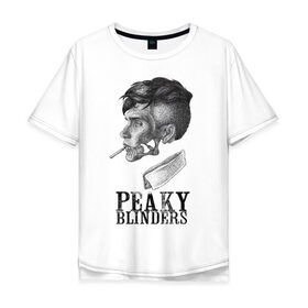 Мужская футболка хлопок Oversize с принтом Peaky Blinders в городе Новоалтайск, 100% хлопок | свободный крой, круглый ворот, “спинка” длиннее передней части | blinders | peaky | shelby | thomas | козырьки | острые | сериалы | томас | шелби
