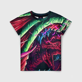 Детская футболка 3D с принтом HYPER BEAST в городе Новоалтайск, 100% гипоаллергенный полиэфир | прямой крой, круглый вырез горловины, длина до линии бедер, чуть спущенное плечо, ткань немного тянется | awp | counter strike | cs go | cs go global offensive | hyper beast | skin cs | team cs | команды cs | скины оружия | скоростной зверь | хайпер бист