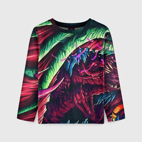 Детский лонгслив 3D с принтом HYPER BEAST в городе Новоалтайск, 100% полиэстер | длинные рукава, круглый вырез горловины, полуприлегающий силуэт
 | Тематика изображения на принте: awp | counter strike | cs go | cs go global offensive | hyper beast | skin cs | team cs | команды cs | скины оружия | скоростной зверь | хайпер бист