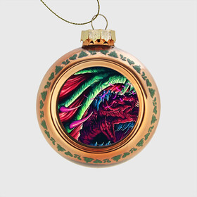 Стеклянный ёлочный шар с принтом HYPER BEAST в городе Новоалтайск, Стекло | Диаметр: 80 мм | awp | counter strike | cs go | cs go global offensive | hyper beast | skin cs | team cs | команды cs | скины оружия | скоростной зверь | хайпер бист