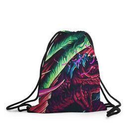 Рюкзак-мешок 3D с принтом HYPER BEAST в городе Новоалтайск, 100% полиэстер | плотность ткани — 200 г/м2, размер — 35 х 45 см; лямки — толстые шнурки, застежка на шнуровке, без карманов и подкладки | awp | counter strike | cs go | cs go global offensive | hyper beast | skin cs | team cs | команды cs | скины оружия | скоростной зверь | хайпер бист