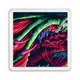 Магнит 55*55 с принтом HYPER BEAST в городе Новоалтайск, Пластик | Размер: 65*65 мм; Размер печати: 55*55 мм | Тематика изображения на принте: awp | counter strike | cs go | cs go global offensive | hyper beast | skin cs | team cs | команды cs | скины оружия | скоростной зверь | хайпер бист