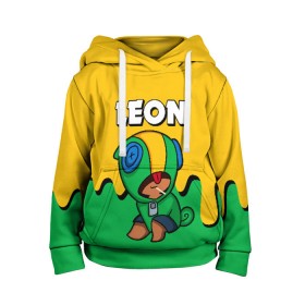 Детская толстовка 3D с принтом BRAWL STARS LEON в городе Новоалтайск, 100% полиэстер | двухслойный капюшон со шнурком для регулировки, мягкие манжеты на рукавах и по низу толстовки, спереди карман-кенгуру с мягким внутренним слоем | android | brawl stars | colt | crow | games | leon | penny | poco. | shelly | spike | wanted | брав | бравл старс | звезды | игры | мобильные игры | старс