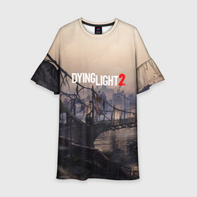 Детское платье 3D с принтом DYING LIGHT 2 в городе Новоалтайск, 100% полиэстер | прямой силуэт, чуть расширенный к низу. Круглая горловина, на рукавах — воланы | dying light | dying light 2 | dying light the following | dying light: the following | horror | survivor | зомби | игры | умирающий свет