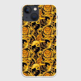 Чехол для iPhone 13 mini с принтом львы в городе Новоалтайск,  |  | Тематика изображения на принте: fashion | luxury | texture | дорогая | дорогой | золото | люкс | паттерн | роскошь | серебро | стиль | стильная | текстура