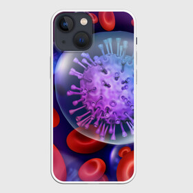 Чехол для iPhone 13 mini с принтом Лейкоциты и клетка в городе Новоалтайск,  |  | вены | внутренности | кровь | лейкоциты | медицина | операция | разрез | сердце | строение человека | ужас | ужасы | частицы