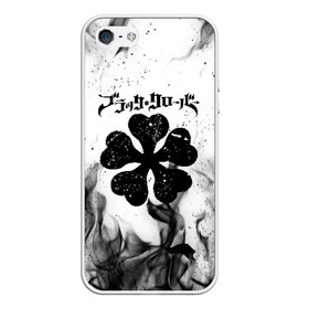 Чехол для iPhone 5/5S матовый с принтом ЧЁРНЫЙ КЛЕВЕР BLACK CLOVER в городе Новоалтайск, Силикон | Область печати: задняя сторона чехла, без боковых панелей | Тематика изображения на принте: asta | black bull | black clover | bull | clover | аста | бык | клевер | чёрный бык | чёрный клевер