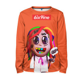 Детский лонгслив 3D с принтом 6ix9ine - STOOPID в городе Новоалтайск, 100% полиэстер | длинные рукава, круглый вырез горловины, полуприлегающий силуэт
 | 6ix9ine | gangsta | gangsta rap | hip hop | rap | scum gang | stoopid | tekashi | trap | гэнгста | гэнгста рэп | рэп | текаши | трэп | хип хоп