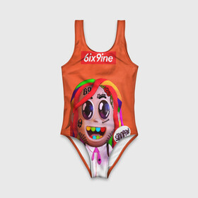 Детский купальник 3D с принтом 6ix9ine - STOOPID в городе Новоалтайск, Полиэстер 85%, Спандекс 15% | Слитный крой, подклад по переду изделия, узкие бретели | 6ix9ine | gangsta | gangsta rap | hip hop | rap | scum gang | stoopid | tekashi | trap | гэнгста | гэнгста рэп | рэп | текаши | трэп | хип хоп