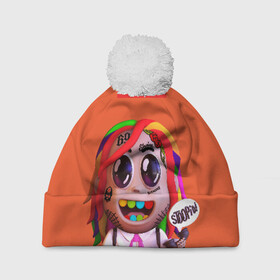 Шапка 3D c помпоном с принтом 6ix9ine - STOOPID в городе Новоалтайск, 100% полиэстер | универсальный размер, печать по всей поверхности изделия | 6ix9ine | gangsta | gangsta rap | hip hop | rap | scum gang | stoopid | tekashi | trap | гэнгста | гэнгста рэп | рэп | текаши | трэп | хип хоп