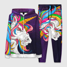 Женский костюм 3D с принтом Angry Unicorn в городе Новоалтайск,  |  | cosmos | hair | rainbow | stars | unicorn | волосы | глаза | единорог | злой | зубы | космос | лошадь | радуга