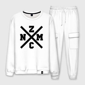 Мужской костюм хлопок с принтом Noize MC в городе Новоалтайск, 100% хлопок | на свитшоте круглая горловина, мягкая резинка по низу. Брюки заужены к низу, на них два вида карманов: два “обычных” по бокам и два объемных, с клапанами, расположенные ниже линии бедра. Брюки с мягкой трикотажной резинкой на поясе и по низу штанин. В поясе для дополнительного комфорта — широкие завязки | mc | music | noize | noize mc | rap | rock | мс | музыка | репер | рок | русский | рэп | рэпер | тренд | хит