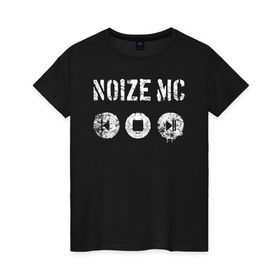 Женская футболка хлопок с принтом Noize MC в городе Новоалтайск, 100% хлопок | прямой крой, круглый вырез горловины, длина до линии бедер, слегка спущенное плечо | mc | music | noize | noize mc | rap | rock | мс | музыка | репер | рок | русский | рэп | рэпер | тренд | хит