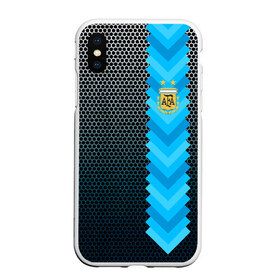 Чехол для iPhone XS Max матовый с принтом Аргентина форма в городе Новоалтайск, Силикон | Область печати: задняя сторона чехла, без боковых панелей | аргентина | атрибутика | бег | победа | поле | сборная | соты | спорт | узор | футбол