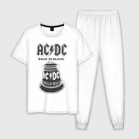 Мужская пижама хлопок с принтом AC/DC в городе Новоалтайск, 100% хлопок | брюки и футболка прямого кроя, без карманов, на брюках мягкая резинка на поясе и по низу штанин
 | ac dc | acdc | acdc ас дс | австралийская | ангус янг | асдс | блюз | группа | крис слэйд | метал | молния | музыка | певцы | рок | рок н ролл | стиви янг | хард | хардрок | эксл роуз