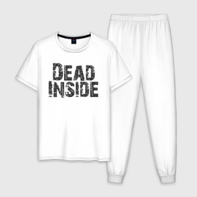 Мужская пижама хлопок с принтом Dead inside в городе Новоалтайск, 100% хлопок | брюки и футболка прямого кроя, без карманов, на брюках мягкая резинка на поясе и по низу штанин
 | dead inside | dont open | гуль | дед инсайт | дединсайт | дэд инсайт | дэдинсайт | интроверт | кен канеки | мертв внутри | мертвый внутри